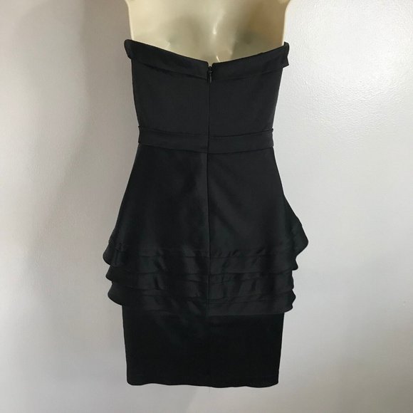 BCBGMaxAzria Aurelia Black Dress Size 02 Strapless Sweetheart Satin Mini - Picture 6 of 10
